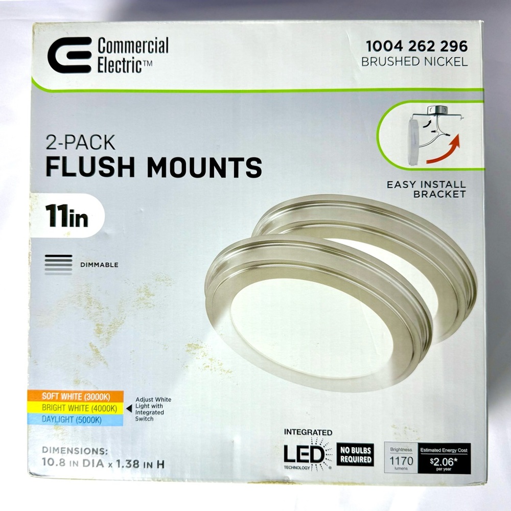 Brushed Nickel Flush Mounts - 2-Pack, Open Box/Unused